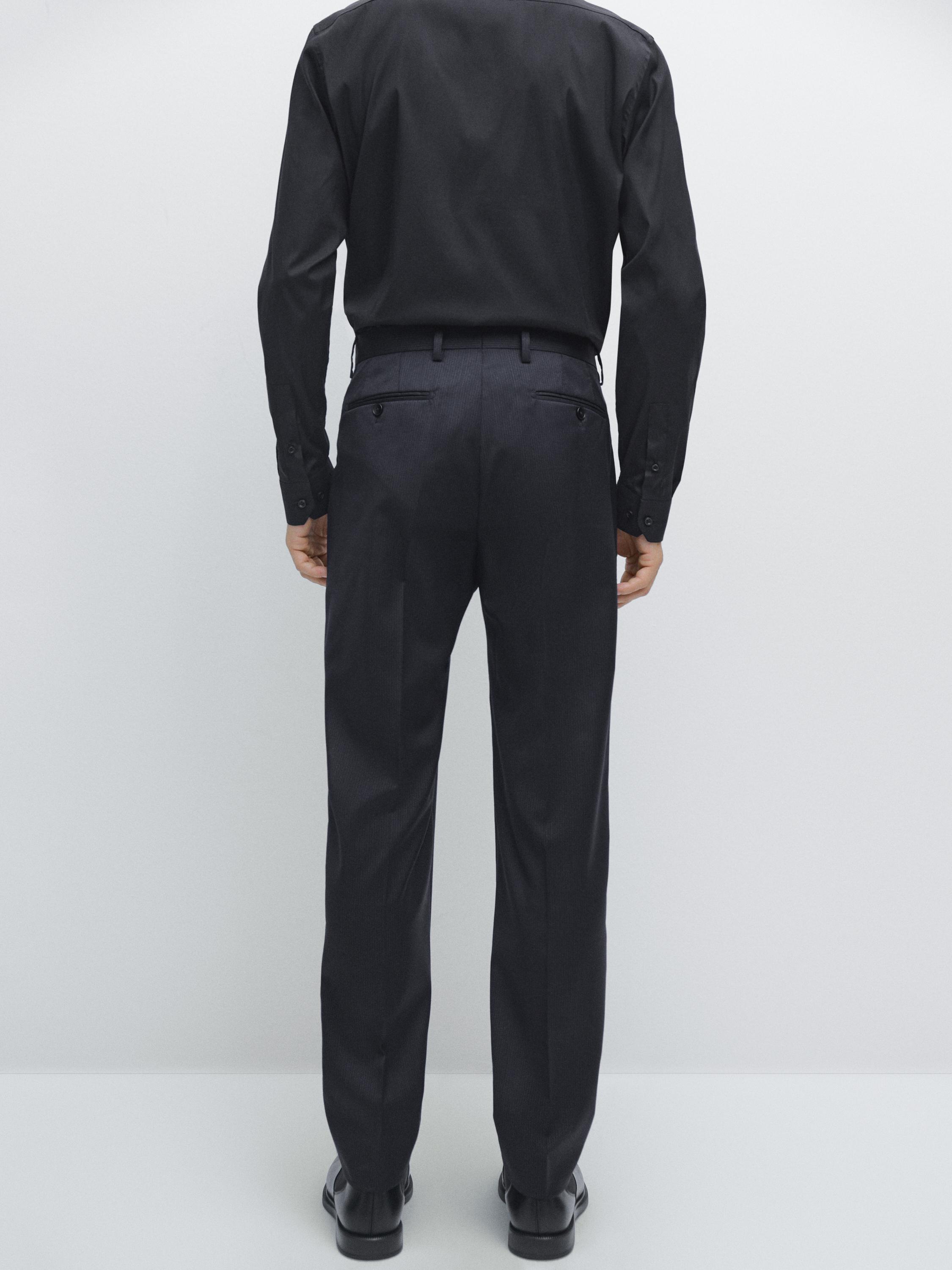 Pinstripe wool suit trousers